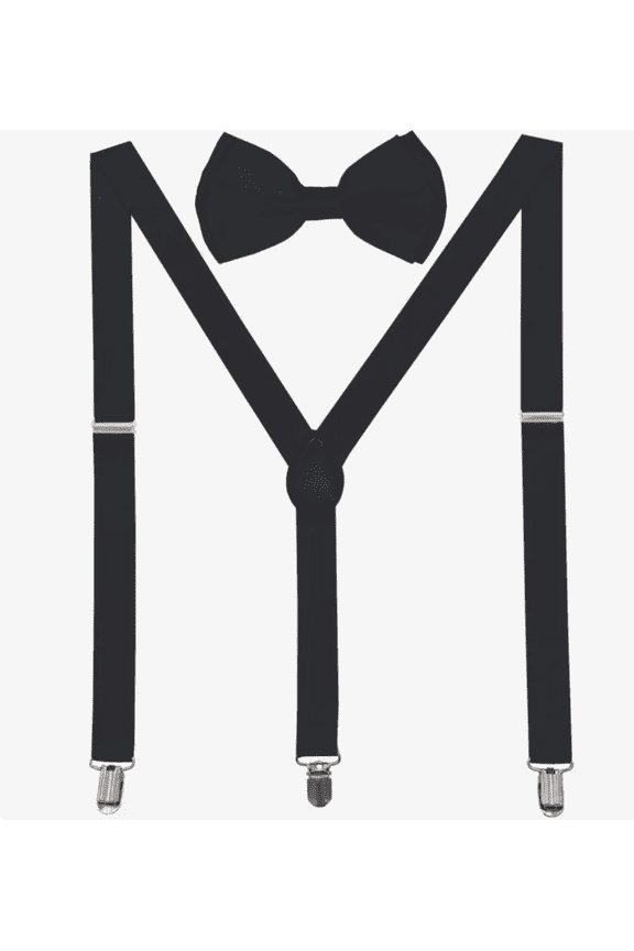 Mens Suspender Fashionable Y Back Clip Adjustable Elastic Suspenders Bow Tie Set for Party Wedding