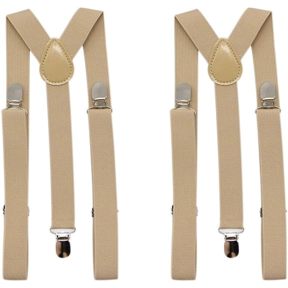 Mens Suspenders 1" Inch Elastic Adjustable Y-Back Clip-on Suspender