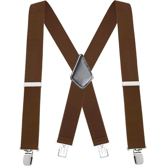 Mens Suspenders - 48" Elastic Adjustable Heavy Duty 2" Wide - X Back