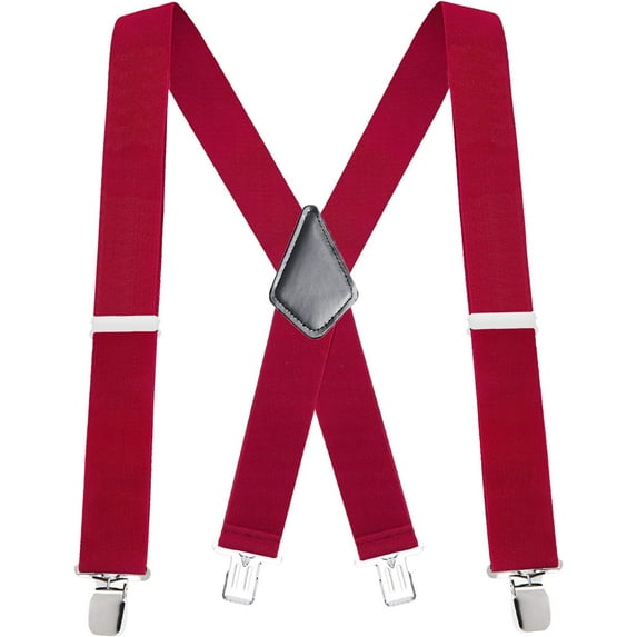 Mens Suspenders - 48" Elastic Adjustable Heavy Duty 2" Wide - X Back