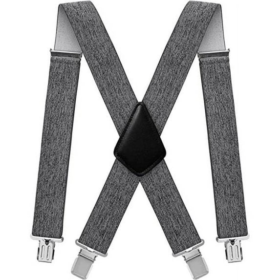 Mens Suspenders X-Back 2" Wide Adjustable Solid Straight Heavy Duty Clip Suspenders for Men