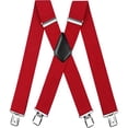 thumbnail image 2 of Tie Clip Fasker Mens Suspenders X-Back 2" Wide Adjustable Solid Straight Clip Red Bow Tie 2 of 13