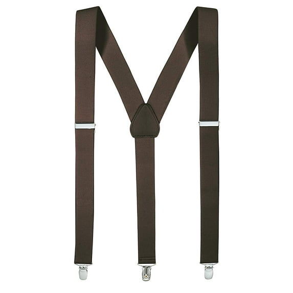 Mens Suspenders for Men with Clips Y Back Design Pant Clip Style Tuxedo Braces - Brown