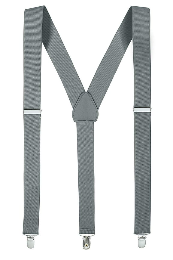 Mens Suspenders for Men with Clips Y Back Design Pant Clip Style Tuxedo Braces - Gray