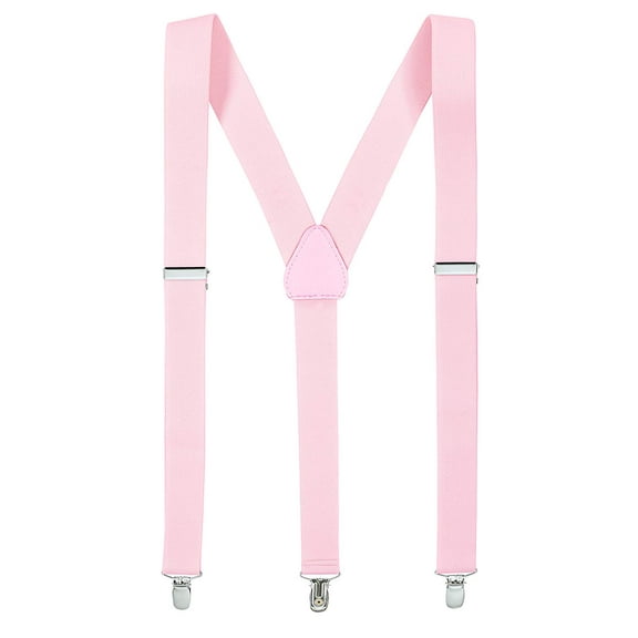 Mens Suspenders for Men with Clips Y Back Design Pant Clip Style Tuxedo Braces - Light Pink