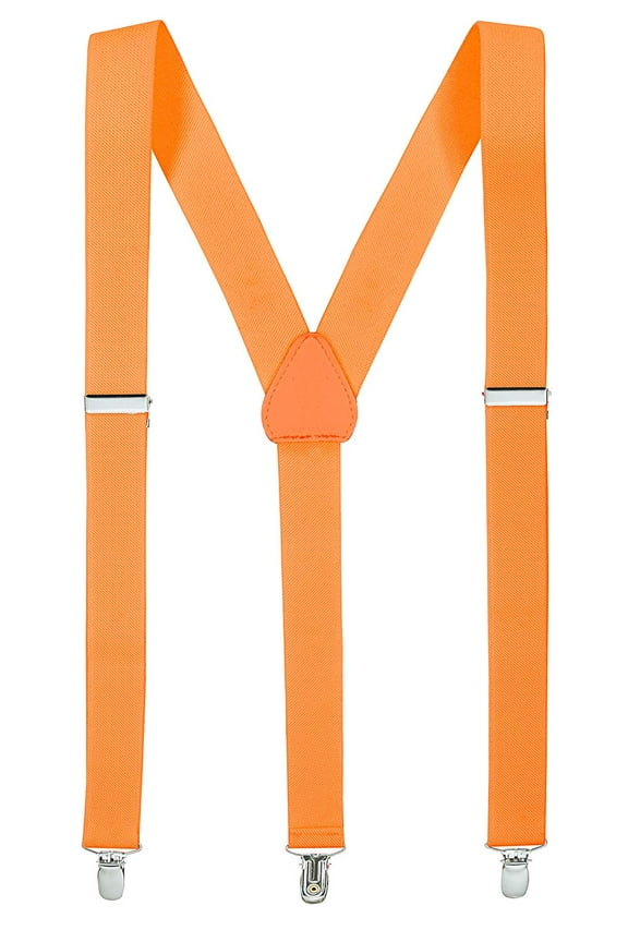 Mens Suspenders for Men with Clips Y Back Design Pant Clip Style Tuxedo Braces - Orange