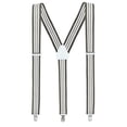 thumbnail image 1 of Mens Suspenders for Men with Clips Y Back Design Pant Clip Style Tuxedo Braces - Striped Grey and White, 1 of 5