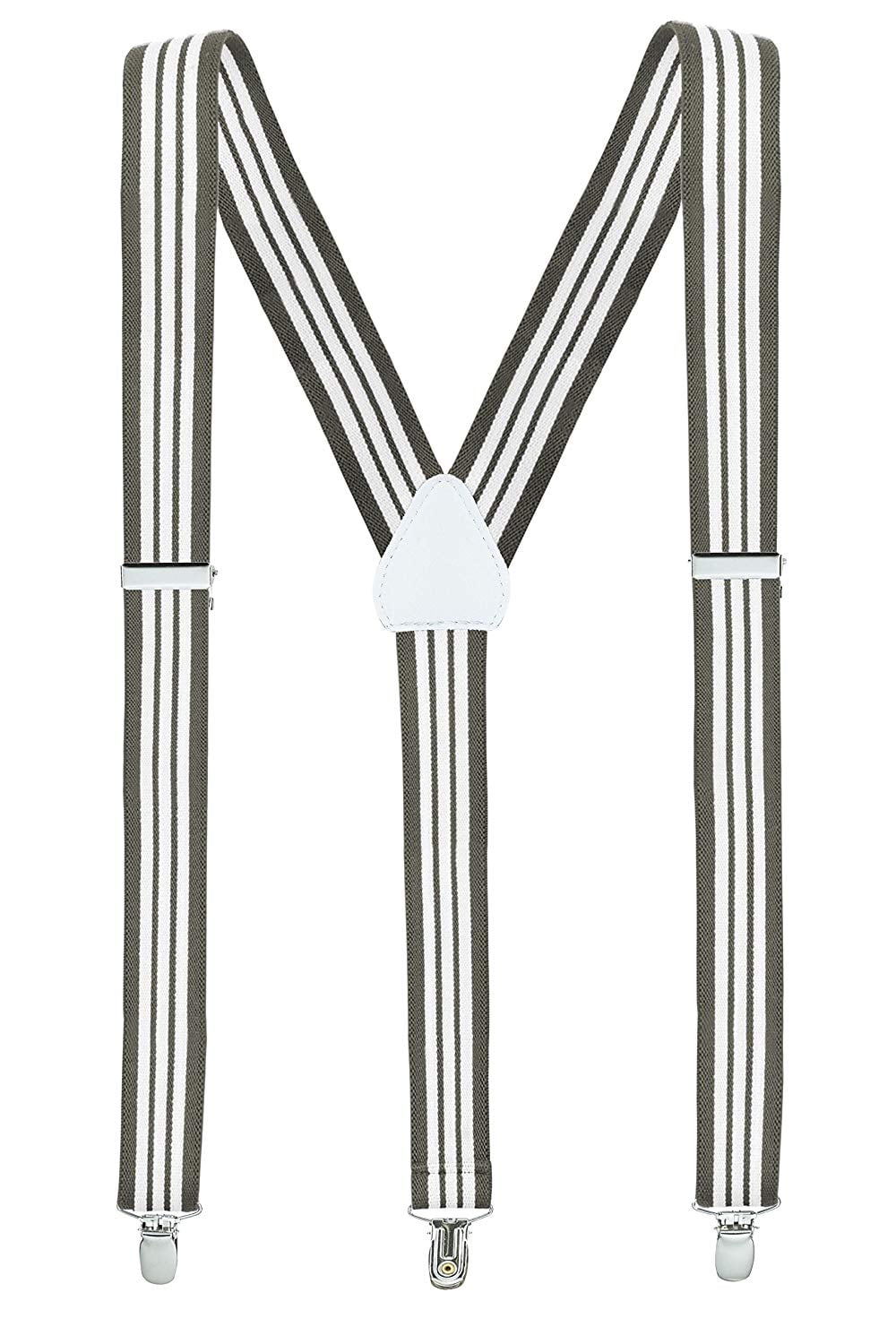 Hold'Em Mens Suspenders Clips Y-Back Tuxedo Braces Stripped Grey
