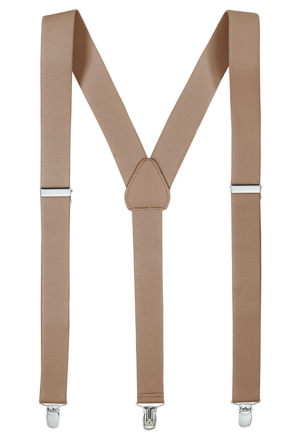 Mens Suspenders for Men with Clips Y Back Design Pant Clip Style Tuxedo Braces - Tan