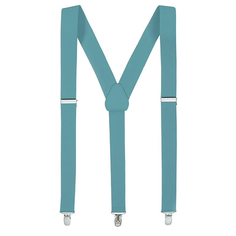 Mens Suspenders for Men with Clips Y Back Design Pant Clip Style Tuxedo  Braces - Teal