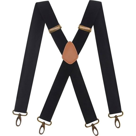 Mens Suspenders with 4 Swivel Hooks Adjustable Heavy Duty Braces