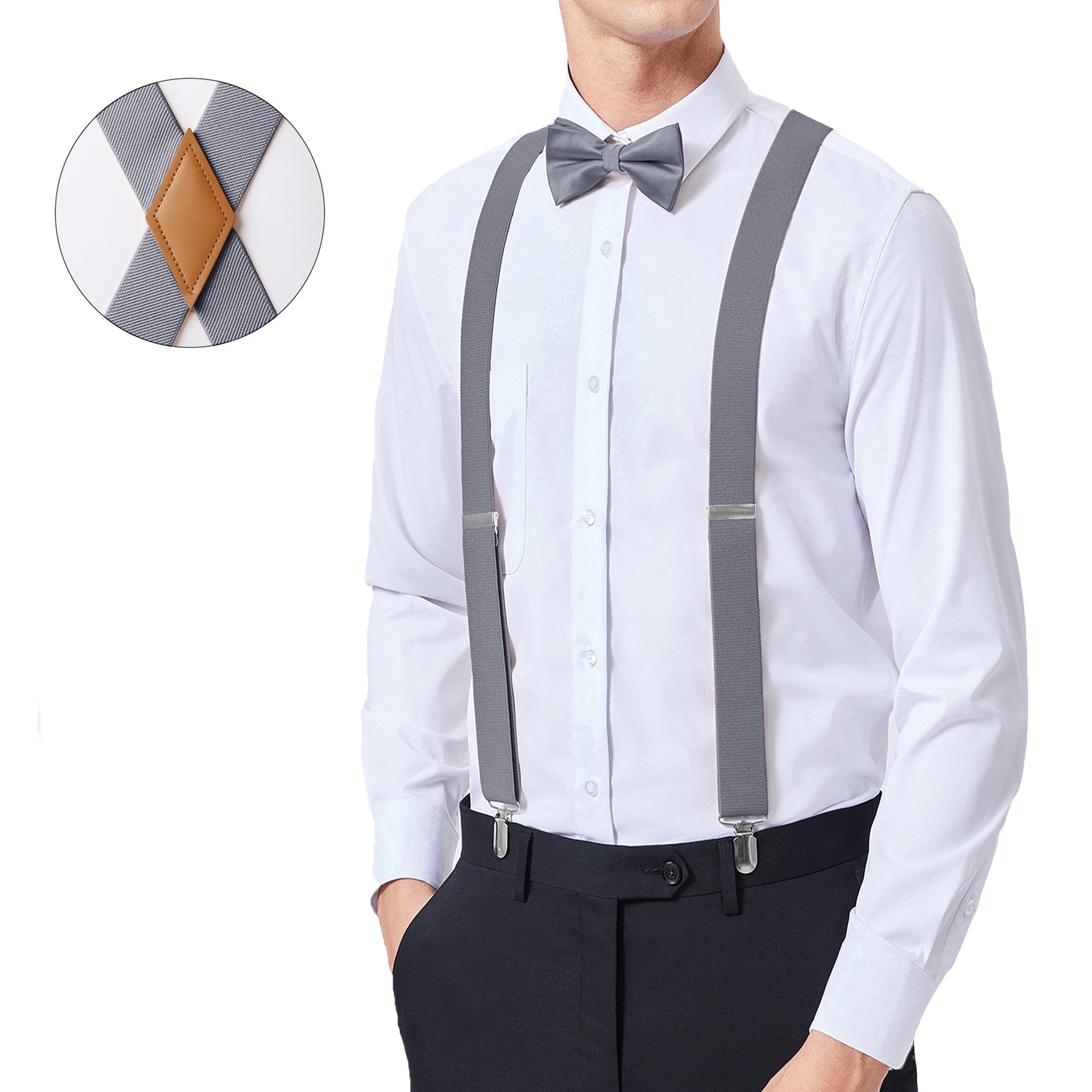Mens Suspenders 1.4" Wide X-Back Adjustable Elastic with Heavy-Duty Mens Suspenders 1.4" Wide X-Back Adjustable Elastic with Heavy-Duty