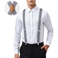 thumbnail image 1 of Mens Suspenders 1.4" Wide X-Back Adjustable Elastic with Heavy-Duty Clips for Big & Tall Weddings, 1 of 9