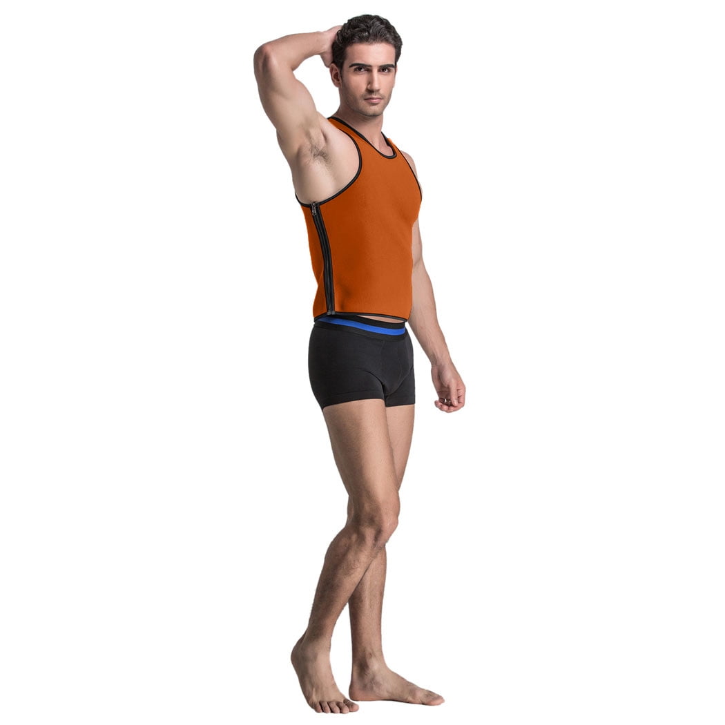 Mens Sweat Neoprene Slimming Waist Trainer Sport Tank Top Shirt