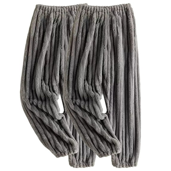 Mens Sweat Pants 2 Pack Flannel Pajama Pants Fleece Lined Warm Comfy Elastic Waist Wide-Leg Trouser
