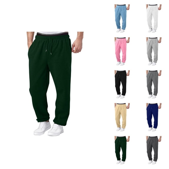 Mens Sweat Pants 2026 Fashion Drawstring Elastic Waist Wide Leg Relaxed Fit Casual Pants with Pockets Trousers