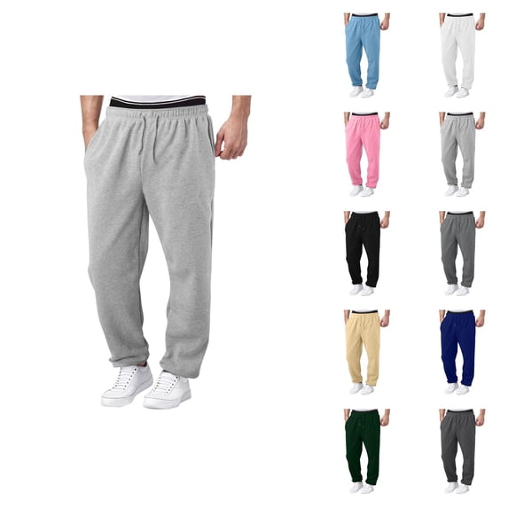Mens Sweat Pants 2026 Fashion Drawstring Elastic Waist Wide Leg Relaxed Fit Casual Pants with Pockets Trousers