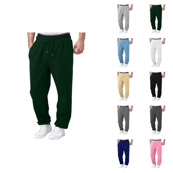 Mens Sweat Pants 2026 Fashion Elastic Waist Drawstring Relaxed Fit Wide Leg Casual Pants Trousers with Pockets
