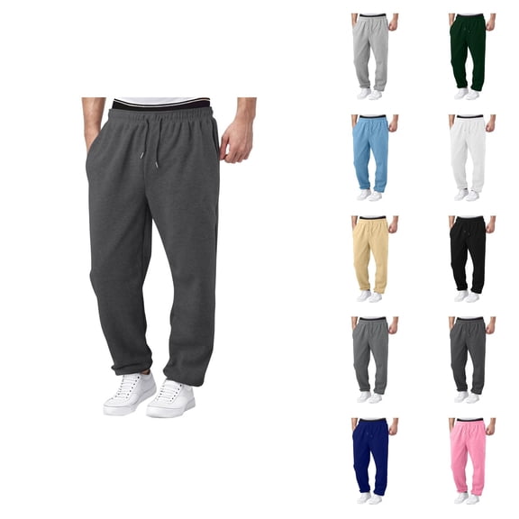Mens Sweat Pants 2026 Fashion Elastic Waist Drawstring Relaxed Fit Wide Leg Casual Pants Trousers with Pockets