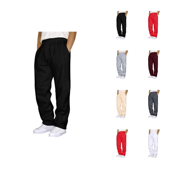 Mens Sweat Pants 2026 Fashion Elastic Waist Drawstring Straight Leg Casual Pants Trousers with Pockets