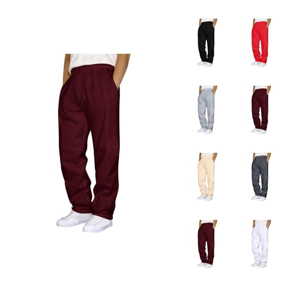 Mens Sweat Pants 2026 Fashion Elastic Waist Drawstring Straight Leg Casual Pants Trousers with Pockets