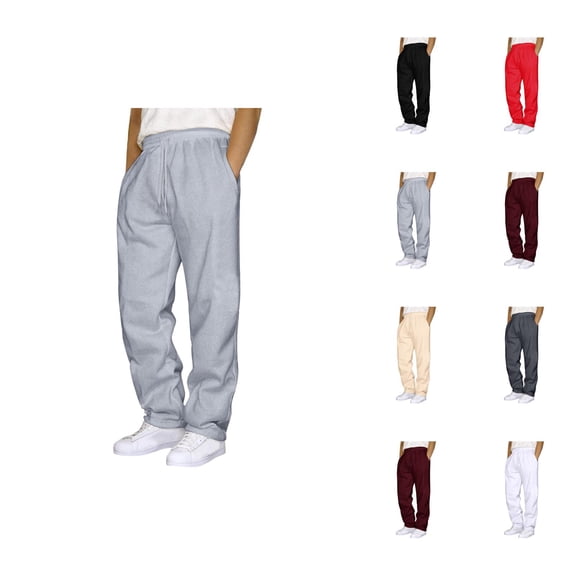 Mens Sweat Pants 2026 Fashion Elastic Waist Drawstring Straight Leg Casual Pants Trousers with Pockets