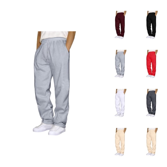 Mens Sweat Pants 2026 Fashion Elastic Waist Drawstring Straight Leg Casual Pants with Pockets Trousers