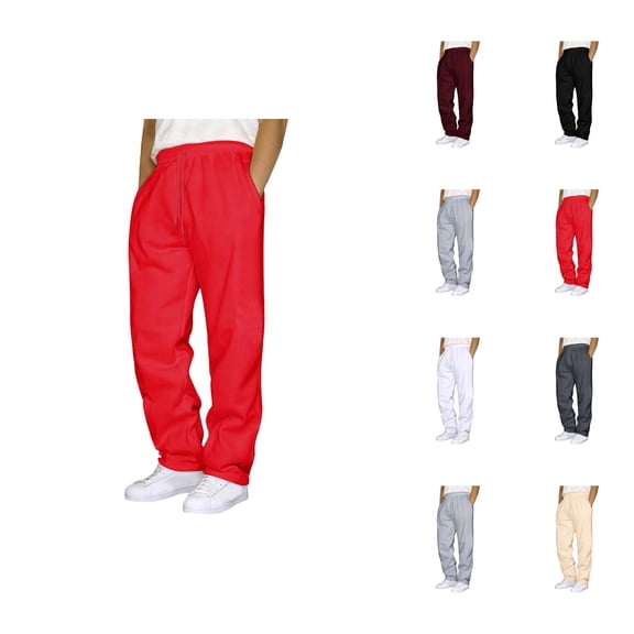 Mens Sweat Pants 2026 Fashion Elastic Waist Drawstring Straight Leg Casual Pants with Pockets Trousers