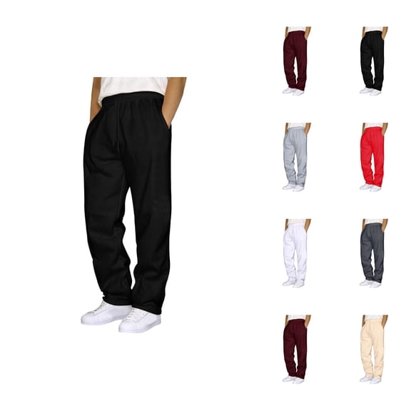 Mens Sweat Pants 2026 Fashion Elastic Waist Drawstring Straight Leg Casual Pants with Pockets Trousers