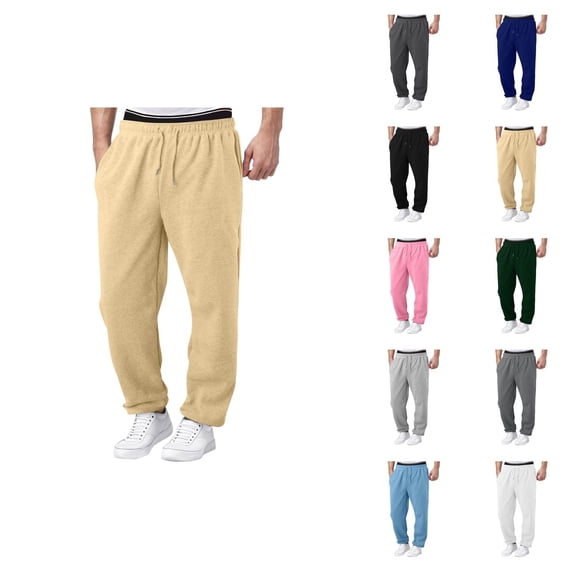 Sweatpants for Men 2026 Trendy Drawstring Elastic Waist Relaxed Fit Wide Leg Casual Pants Trousers with Pockets