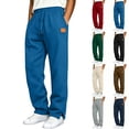 thumbnail image 1 of Mens Sweat Pants Dqueduo Men's Casual Straight Leg Sweatpants Elastic Drawstring Waist Solid Color Trousers With Leather Patch Side Slits XL A Blue, 1 of 7