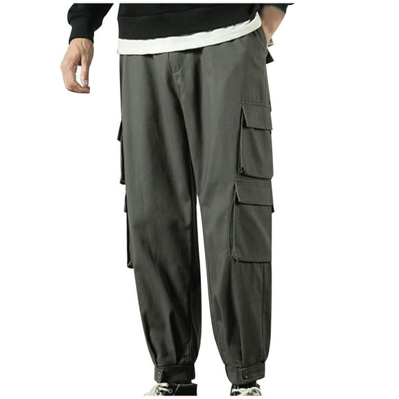 Mens Sweat Pants, Men's Cargo Pants Relaxed Fit Sport Pants Jogger Sweatpants Drawstring Outdoor Trousers with Multi Pockets M-5XL