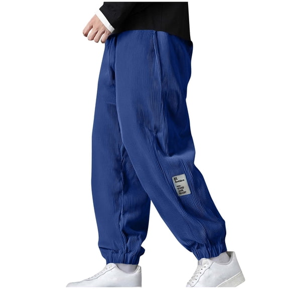 Mens Sweat Pants, Men's Corduroy Joggers Pants Casual Cargo Pants Drawstring Elastic Waist Baggy Tapered Sweatpants with Pockets S-2XL