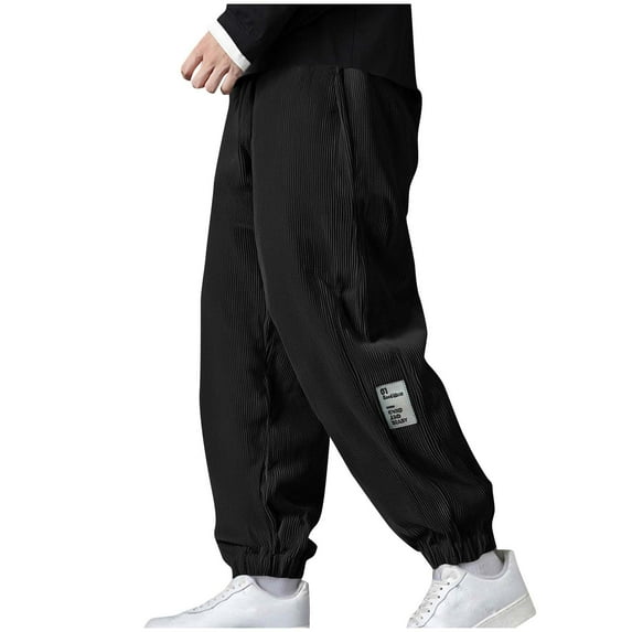 Mens Sweat Pants, Men's Corduroy Joggers Pants Casual Cargo Pants Drawstring Elastic Waist Baggy Tapered Sweatpants with Pockets S-2XL