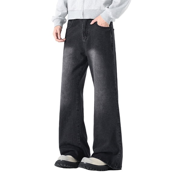 Mens Sweat Pants Relaxed Fit Flowy Drape Subtle Flare A Modern Style Mens Baggy Jeans,Black,2XL