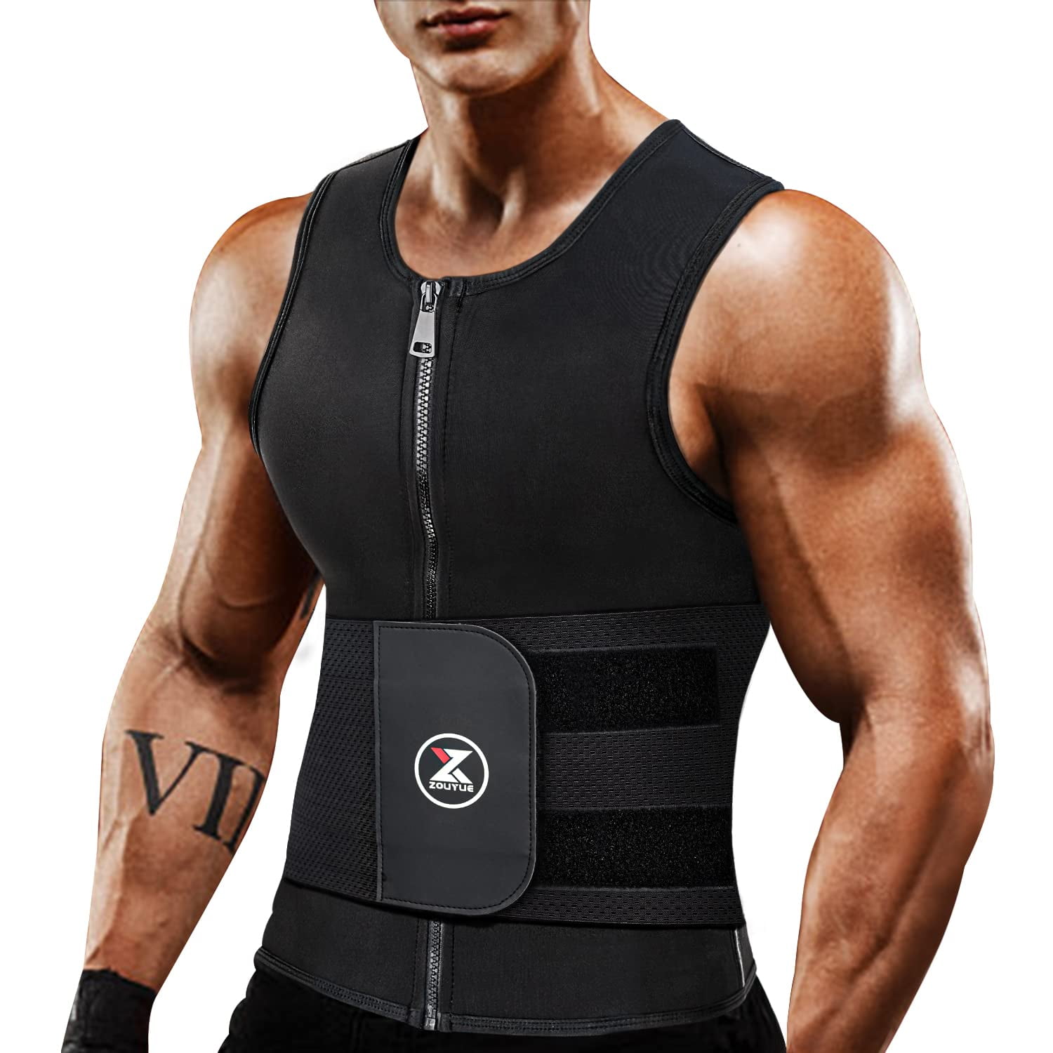 Mens Sweat Sauna Vest for Waist Trainer Zipper Neoprene Tank Top Adjustable Sauna Workout Zipper Suit Walmart