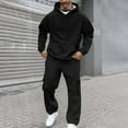 thumbnail image 1 of Mens Sweat Set 2 Piece Hoodie & Joggers Tracksuit, Long Sleeve Casual Outfit for Jogging, Gym & Lounge​ Black S, 1 of 8