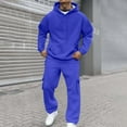 thumbnail image 1 of Mens Sweat Set 2 Piece Hoodie & Joggers Tracksuit, Long Sleeve Casual Outfit for Jogging, Gym & Lounge​ Blue L, 1 of 9