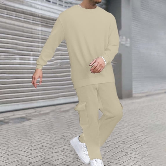 Mens Sweat Suit 2 Piece Outfit Set Relaxed Fit Casual Long Sleeve Pullover With Sweatpants Men Tracksuit Jogger Set