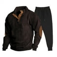 thumbnail image 1 of Mens Sweat Suits 2 Piece Set,Vintage Mens Tracksuits 2 Piece Set Solid Color Casual Corduroy Henley Sweatshirts and Sweatpants Jogging Suit Sets, 1 of 6