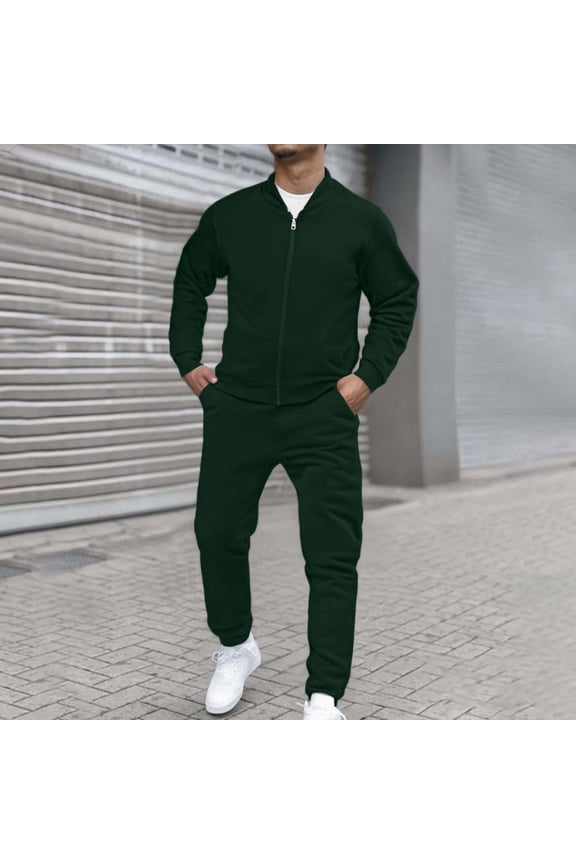 Mens Sweat Suits Set Tracksuit 2 Piece Outfits Athletic Sweatsuit Full Zip Jogging Long Sleeve Casual Sports Outfits Athletic Jogging Fall Winter Tracksuit