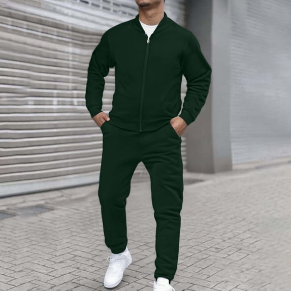 Mens Sweat Suits Set Tracksuit 2 Piece Outfits Athletic Sweatsuit Full Zip Jogging Long Sleeve Casual Sports Outfits Athletic Jogging Fall Winter Tracksuit