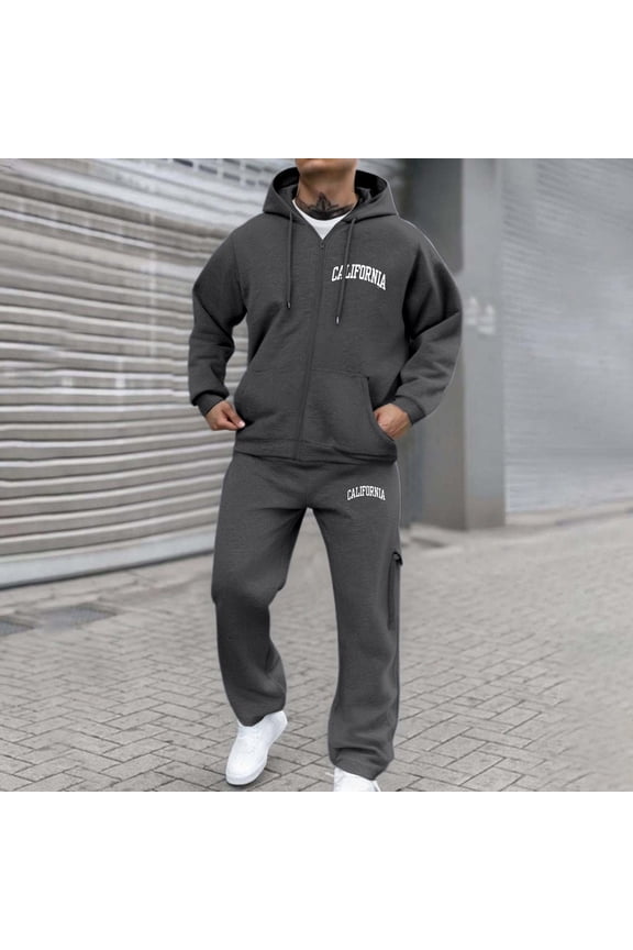 Mens Sweat Suits Set Tracksuit 2 Piece Outfits Casual Running Jogging Warm Up Full Zip Sweat Suits Workout Sports Set Sportswear