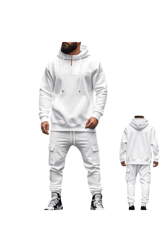 Mens Sweat Suits Set Tracksuit 2 Piece Outfits Full Zip Sweatsuit Workout Solid Jacquard Jogging Suit Set Jogging Athletic Suit Sets