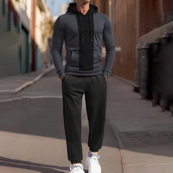 Mens Sweat Suits Set Tracksuit 2 Piece Outfits Hoodie Sweatsuit Sets Casual Jogging Athletic Suits Casual Running Jogging Sport Suit Sets (Dark Gray, L)