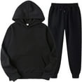 thumbnail image 1 of Mens Sweat Suits Set Tracksuit 2 Piece Outfits Short Sleeve Casual Sweatshirt & Loose Jogging Pants Black M, 1 of 5