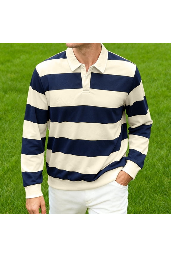 Mens Sweater 1/4 Zip Cotton Polo Pullover Sweaters Casual Fall Winter Spring Striped Sweatshirts Navy S