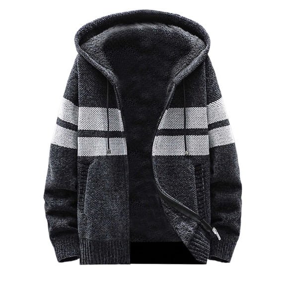 Mens Sweater - Autumn Winter Fashion Casual Color Contrast Warm Knitted Cardigan Sweater Jacket, Open - Front Design, Daily Outdoor Wear, Cozy Fabric, High - Quality Men's Clothing