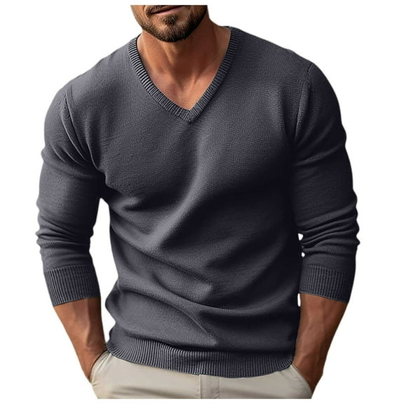 Mens Sweater - Autumn Winter Knitwear V Neck Slim Long Sleeve Sweater Jacket, Soft Warm Fabric, Daily Casual & Office Wear, Breathable Knit, Stylish Men's Clothing