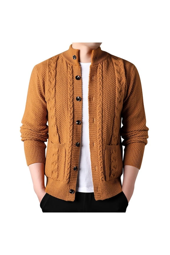 Mens Sweater, Autumn Winter Lightweight Open Front Knit Cardigan Sweater Jacket, Casual Daily Wear, Stylish Comfortable Outerwear, Soft Fabric, High, Quality Men's Clothing
